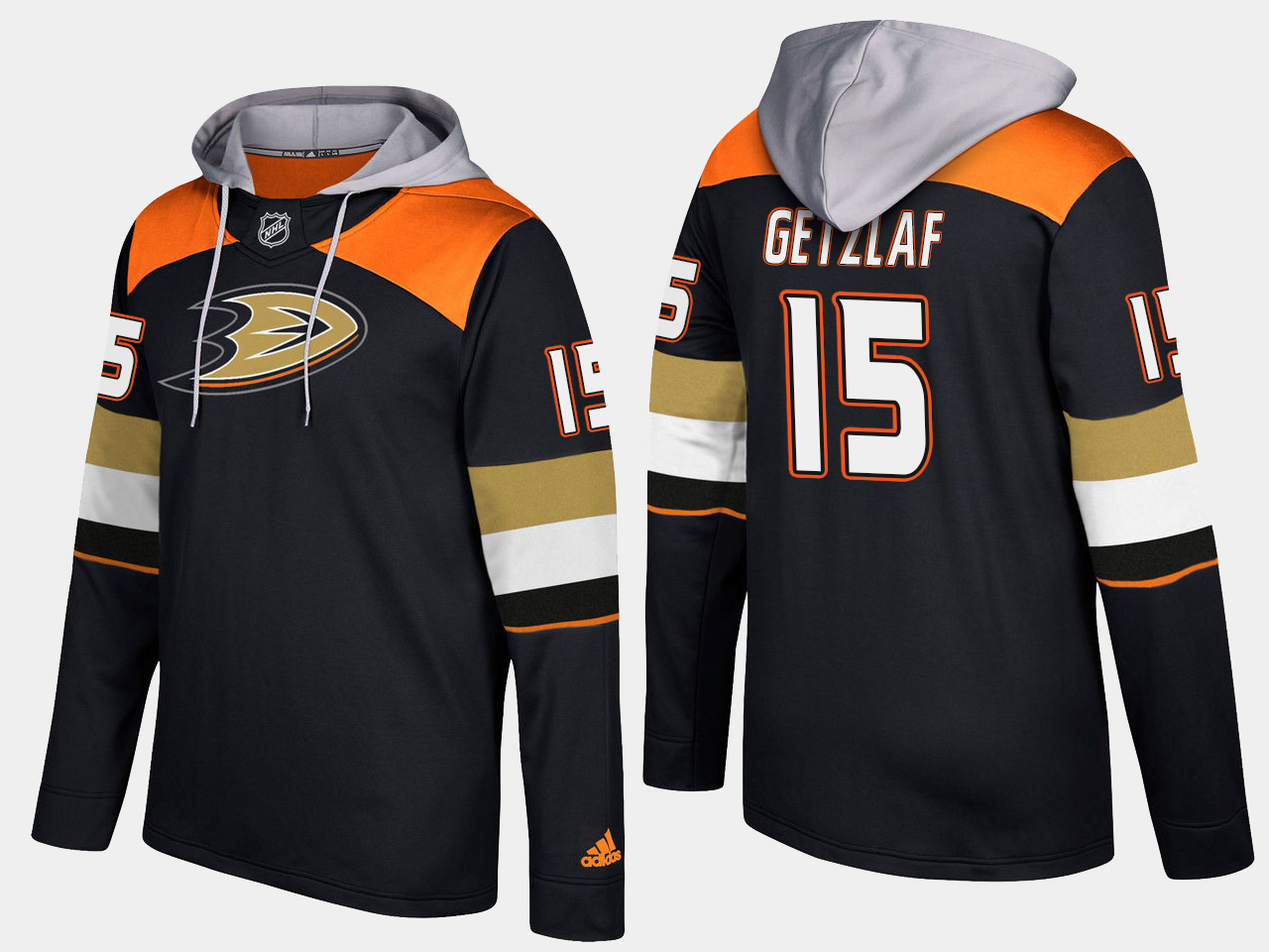 Men NHL Anaheim ducks #15 ryan getzlaf black hoodie